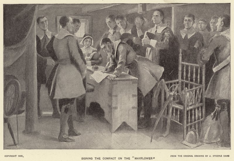 Signature du pacte sur le "Mayflower" - J. (after) Steeple Davis