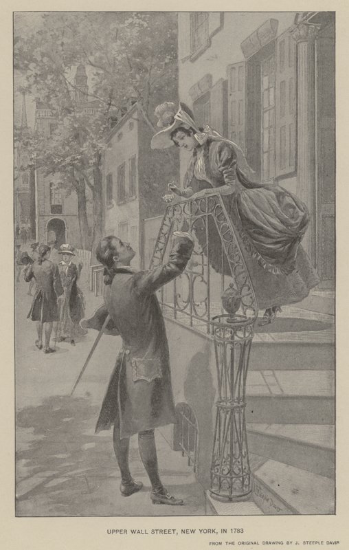 Upper Wall Street, New York, en 1783 - J. (after) Steeple Davis
