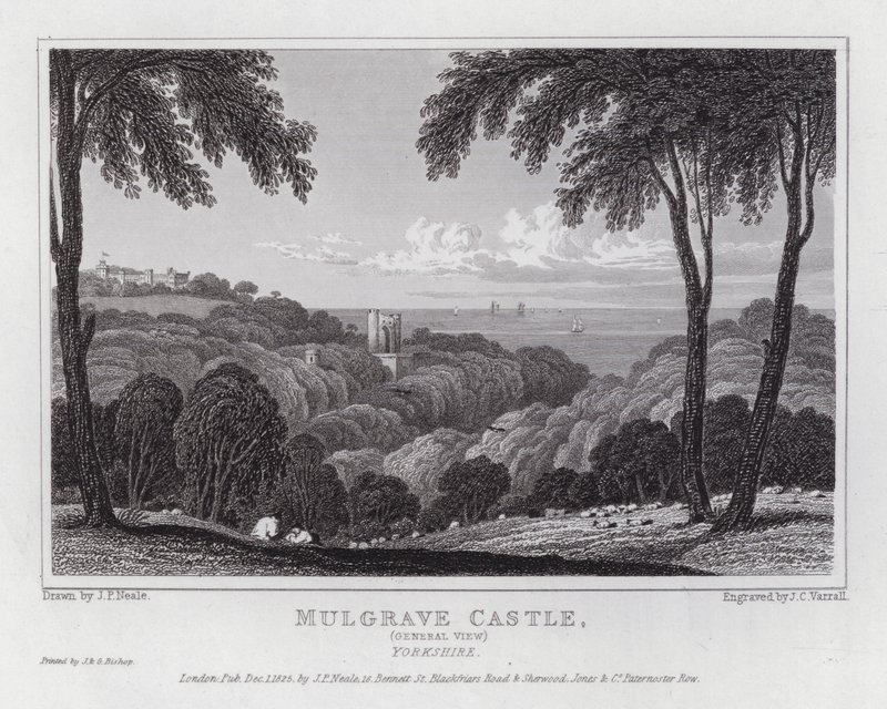 Vue générale du château de Mulgrave, Yorkshire - John Preston Neale