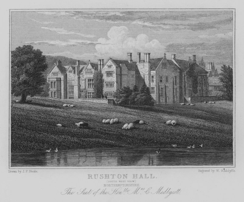 Rushton Hall, vue sud-ouest, Northamptonshire, résidence de l