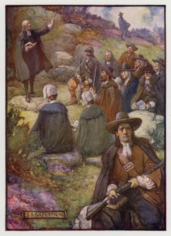 Sentinelles armées surveillant une réunion des Covenanters écossais, XVIIe siècle - J. R. Skelton