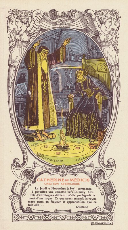 Catherine de Médicis, reine régente de France, consultant son astrologue, Cosimo Ruggeri - Jacques Emile (after) Blanche