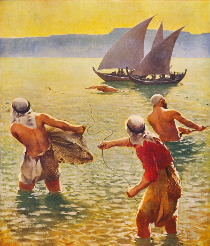 Terre Sainte : Pêche dans le lac de Galilée - James (after) Clark