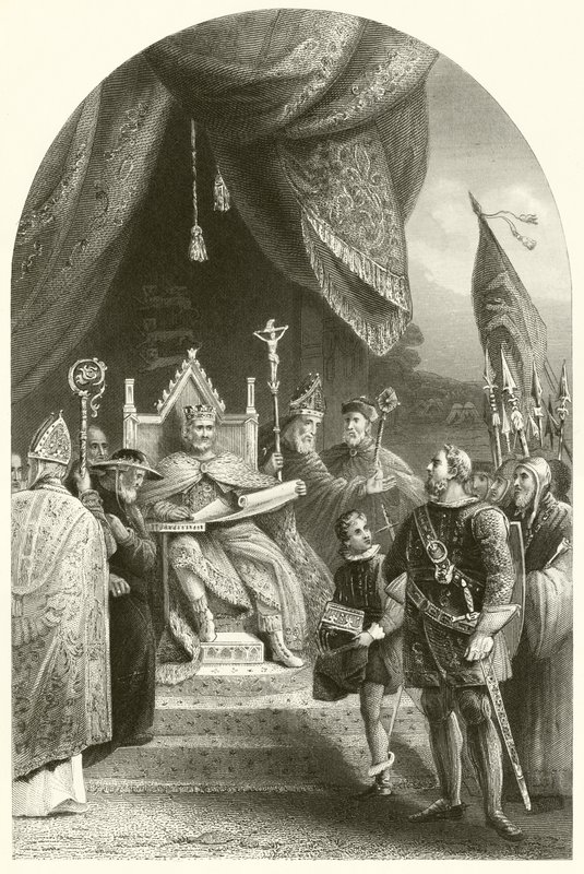 Le roi Jean scellant la Magna Carta (gravure) - James (after) Lonsdale