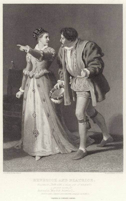 Benedick et Beatrice, Beaucoup de bruit pour rien, Acte IV, Scène I - James Dawson Watson