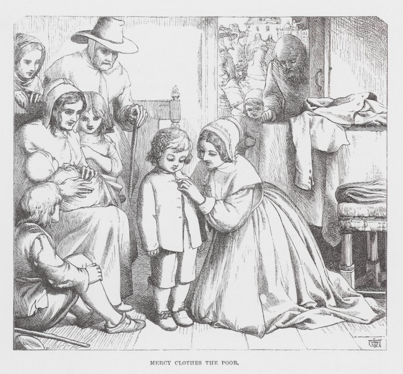 La Miséricorde habille les pauvres (gravure) - James Dawson Watson