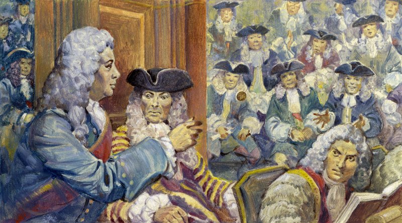 Sir Robert Walpole a parié une guinée sur son exactitude classique et a perdu (gouache sur papier). - James Edwin McConnell