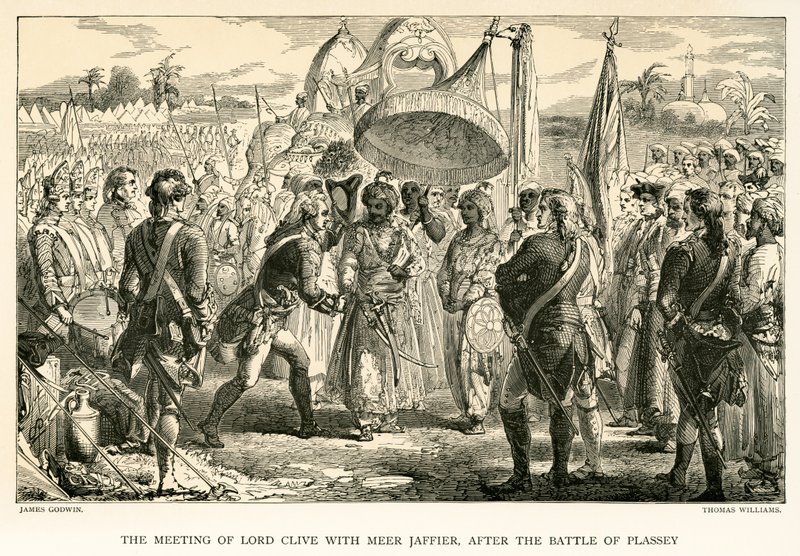 La rencontre de Lord Clive avec Meer Jaffier, après la bataille de Plassey (gravure) - James Godwin
