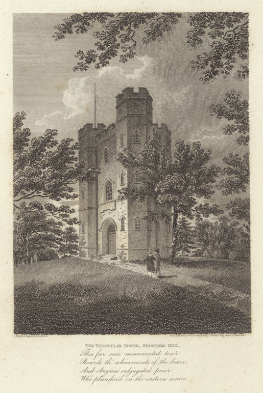 Robert Bloomfield, poète : La Tour triangulaire, Shooters Hill (gravure) - James Storer