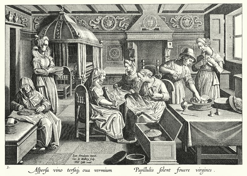 La manipulation des œufs de vers à soie (gravure) - Jan van der Straet