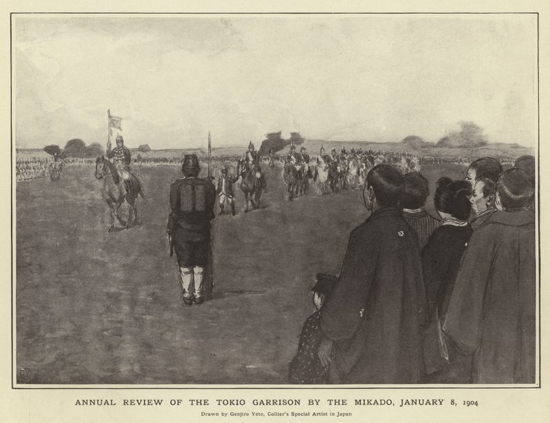 Revue annuelle de la garnison de Tokyo par le Mikado, 8 janvier 1904 - Japanese Photographer