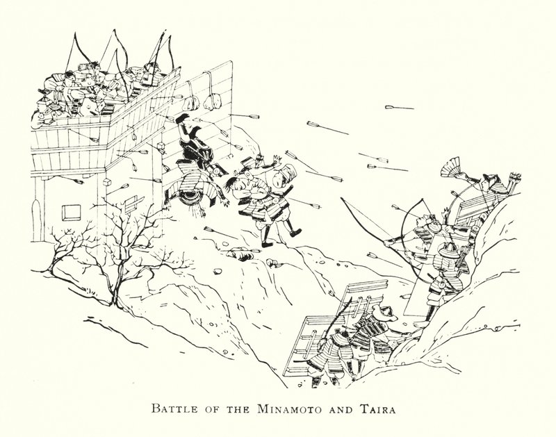 Bataille des Minamoto et Taira - Japanese School