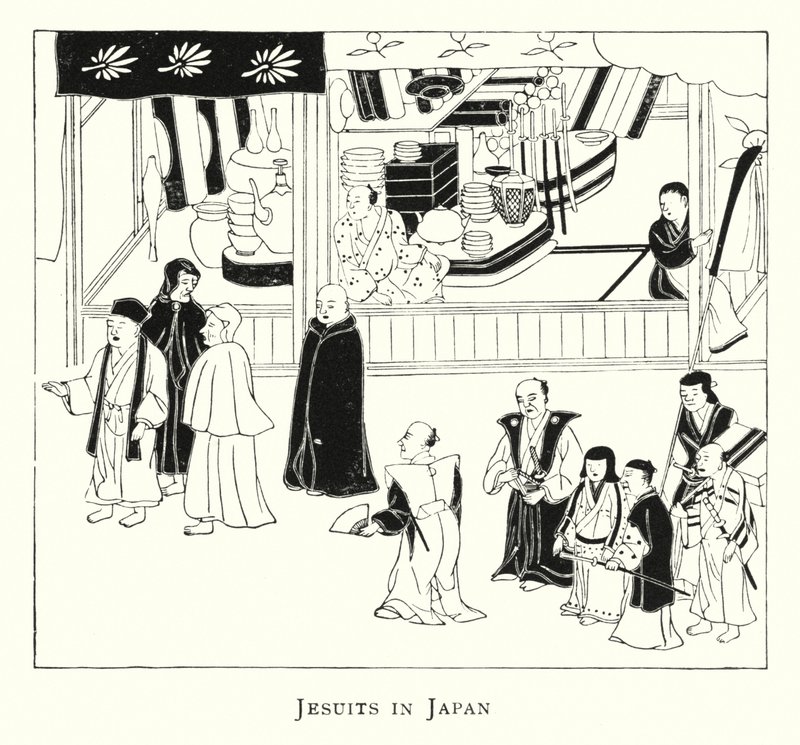 Jésuites au Japon (lithographie) - Japanese School