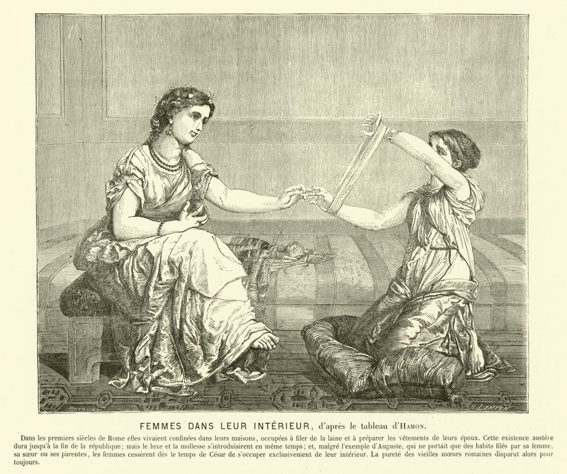 Femmes filant de la laine dans une maison, Rome antique - Jean Louis Hamon