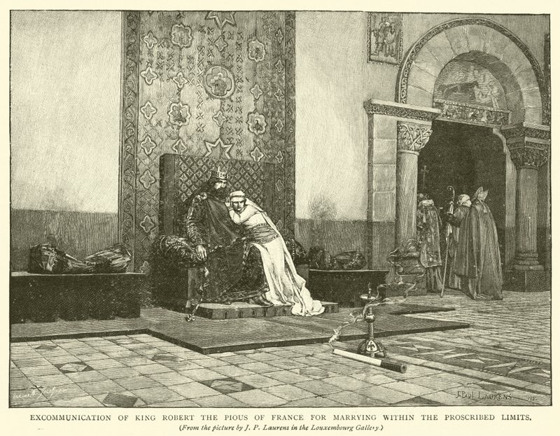 Excommunication du roi Robert le Pieux de France pour mariage dans les limites proscrites - Jean Paul Laurens
