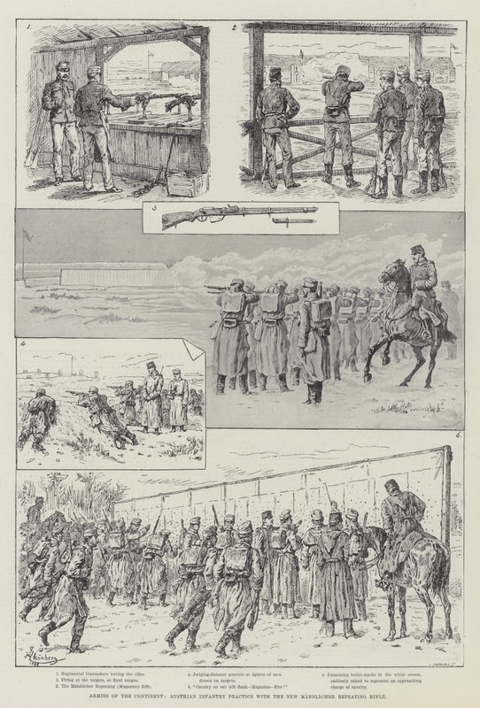 Armées du continent, infanterie autrichienne pratiquant avec le nouveau fusil à répétition Mannlicher - Johann Nepomuk Schonberg