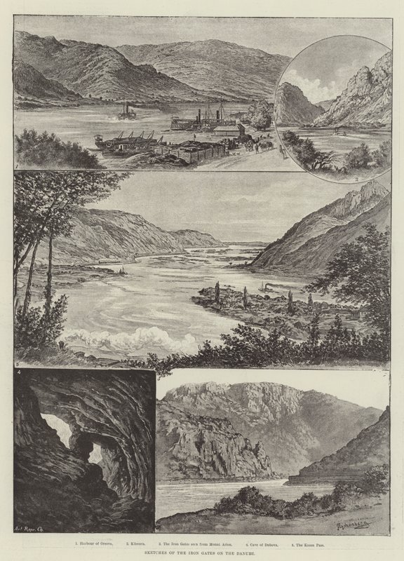 Croquis des Portes de Fer sur le Danube - Johann Nepomuk Schonberg
