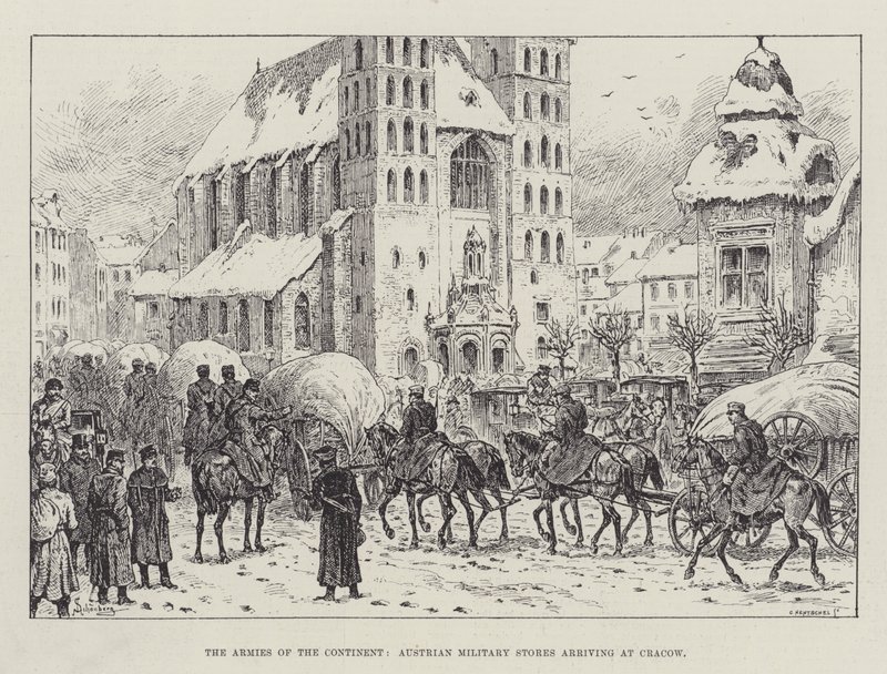 Les armées du continent, magasins militaires autrichiens arrivant à Cracovie - Johann Nepomuk Schonberg