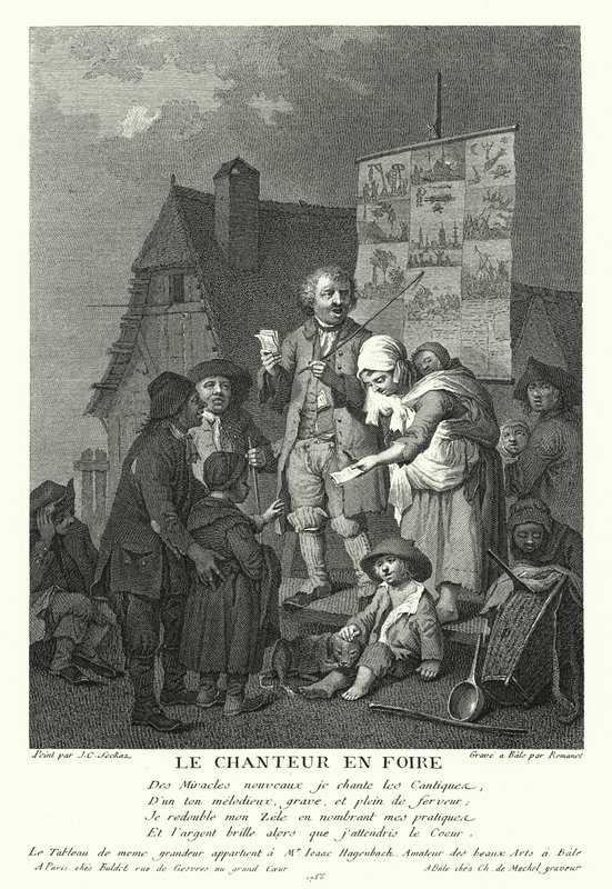 Le chanteur à la foire (gravure) - Johann Conrad Seekatz