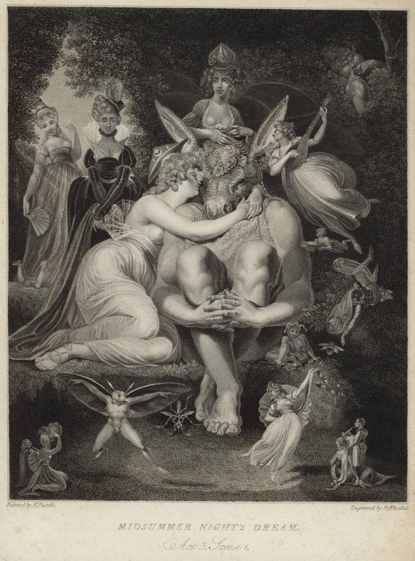 Titania embrassant Bottom dans Le Songe d