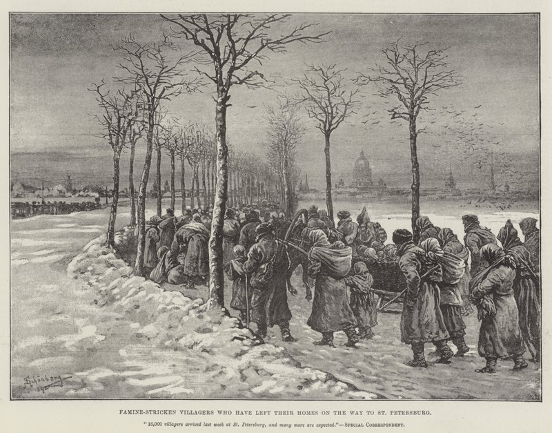 Villageois affamés ayant quitté leurs maisons en route pour Saint-Pétersbourg - Johann Nepomuk Schonberg