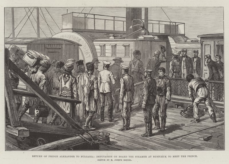 Retour du Prince Alexandre en Bulgarie, Députation à Bord du Steamer à Rustchuk pour rencontrer le Prince - Johann Nepomuk Schonberg