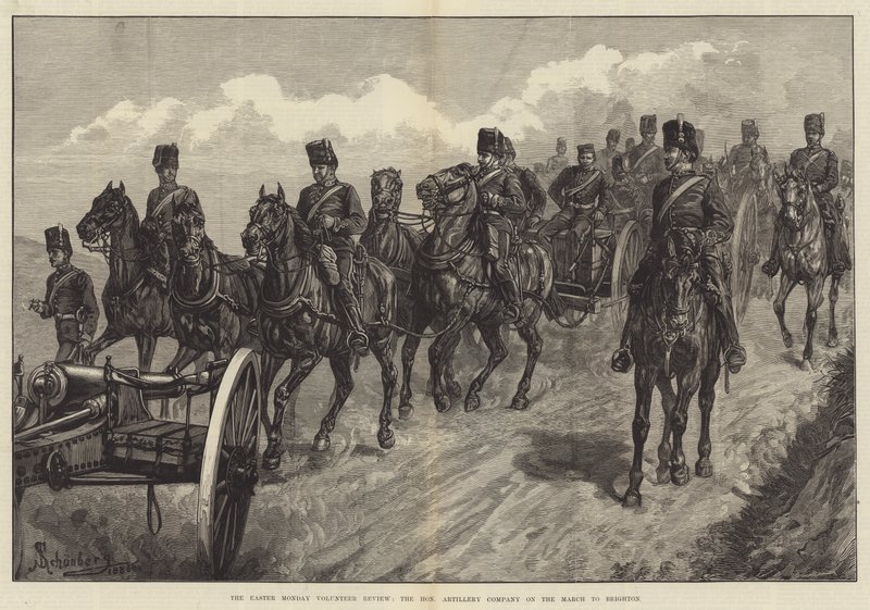 La revue des volontaires du lundi de Pâques, la Honourable Artillery Company en marche vers Brighton - Johann Nepomuk Schonberg