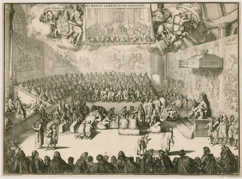 Une session à la Chambre des communes avec George II sur le trône - Johannes and Mortier, Cornelis Covens
