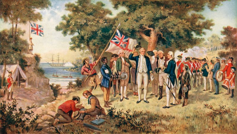 Le Capitaine Cook prenant possession du continent australien au nom de la Couronne britannique, 1770 - John Alexander after Gilfillan