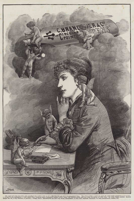 Publicité, C Brandauer et Compagnie Plumes Pointues Circulaires - John Bagnold Burgess