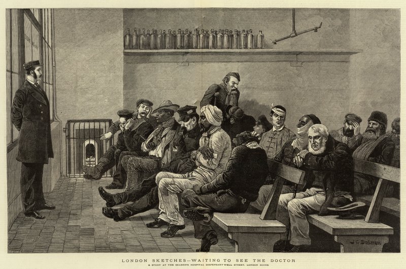 Croquis de Londres, en attente de voir le docteur - John Charles Dollman
