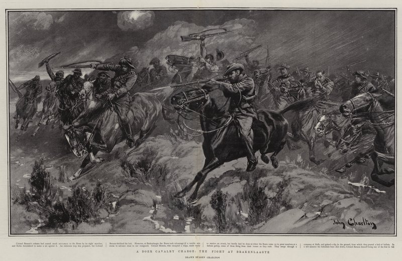 Une charge de cavalerie boer, la bataille de Brakenlaagte - John Charlton