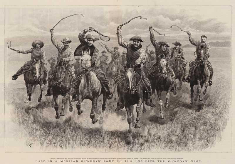 La vie dans un camp de cow-boys mexicains sur les prairies, la course des cow-boys - John Charlton