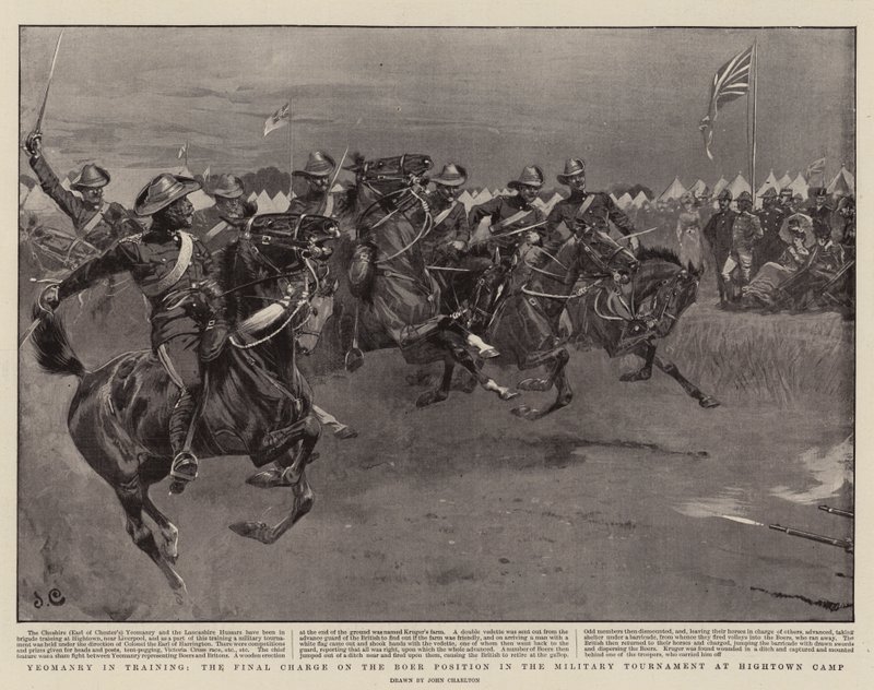 Entraînement de la cavalerie, la charge finale sur la position boer au tournoi militaire de Hightown Camp - John Charlton