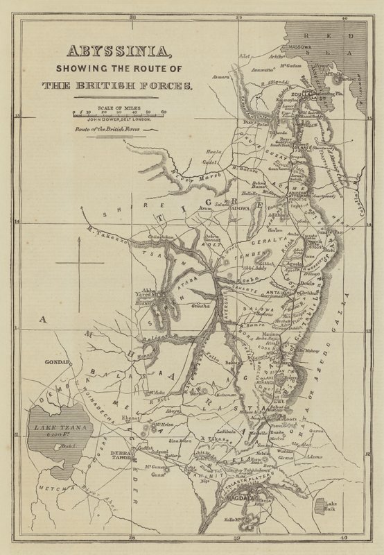 Abyssinie, montrant la route des forces britanniques - John Dower