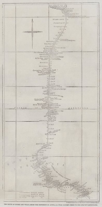 La Route de Burke et Wills à travers le continent australien de Cooper