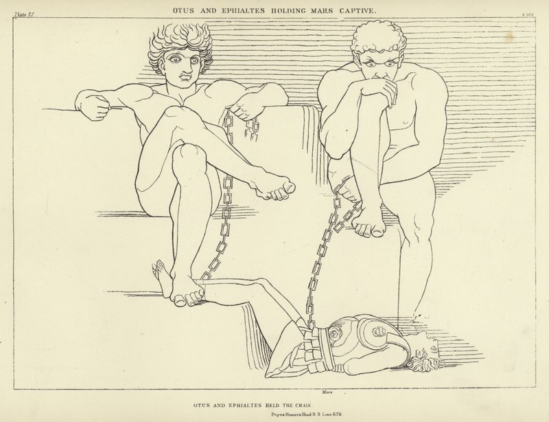 Otus et Ephialtes tenant Mars captif - John Flaxman
