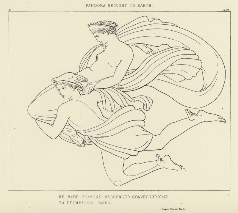 Pandore amenée sur Terre - John Flaxman