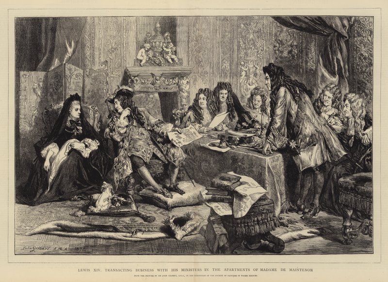 Louis XIV, traitant des affaires avec ses ministres dans les appartements de Madame de Maintenon - John Gilbert