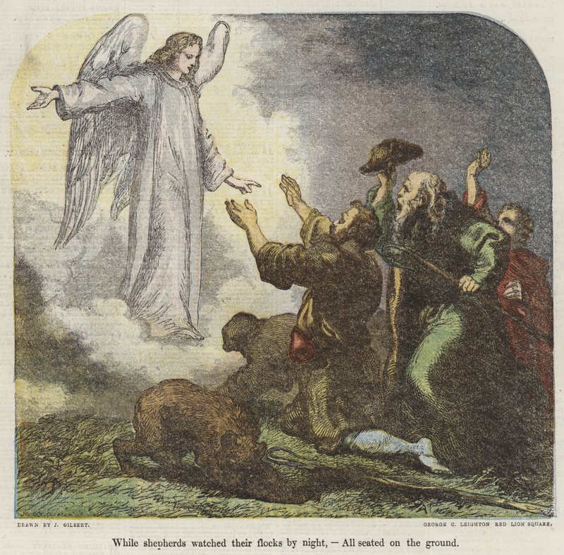 Tandis que les bergers gardaient leurs troupeaux la nuit, tous assis par terre - John Gilbert
