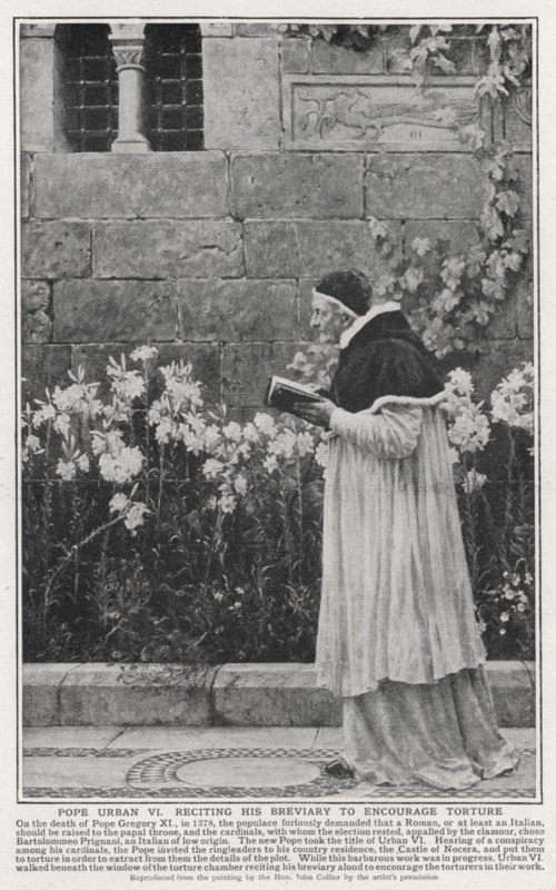 Le pape Urbain VI récitant son bréviaire pour encourager la torture - John (after) Collier