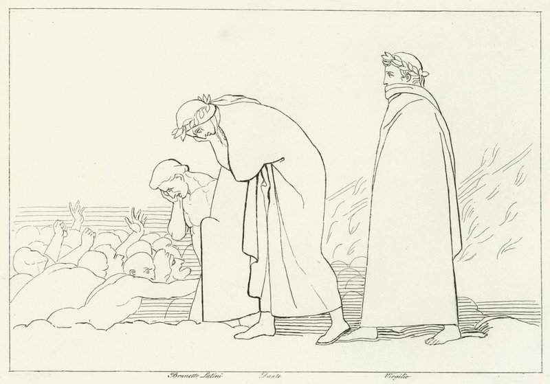 Dante Discutant avec son Précepteur, Enfer, Chant 15 (gravure) - John (after) Flaxman