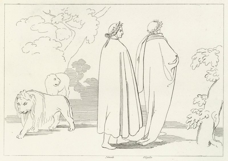 Entrée dans la forêt sombre, Enfer, Chant 1 (gravure) - John (after) Flaxman