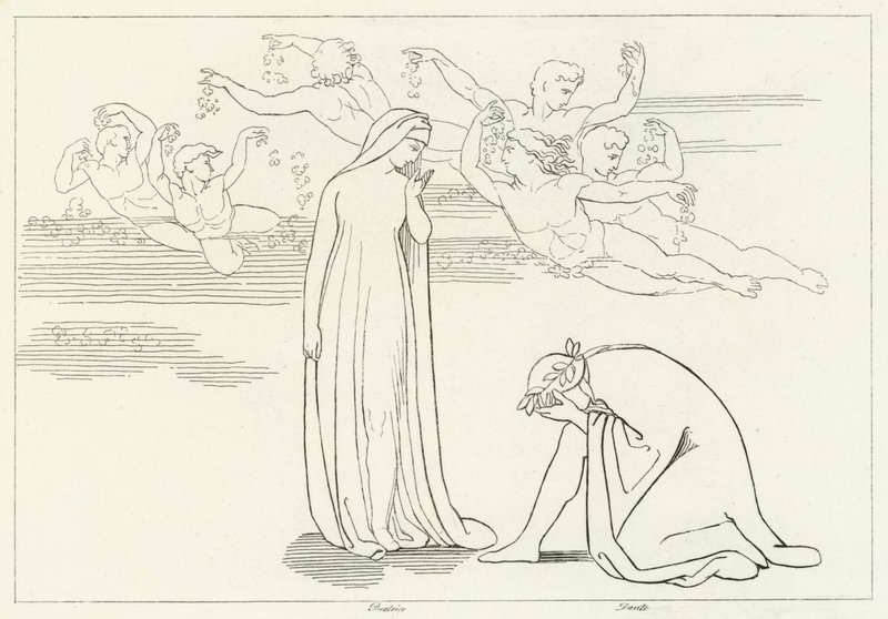 La Descente de Béatrice, Purgatoire, Chant 30 (gravure) - John (after) Flaxman