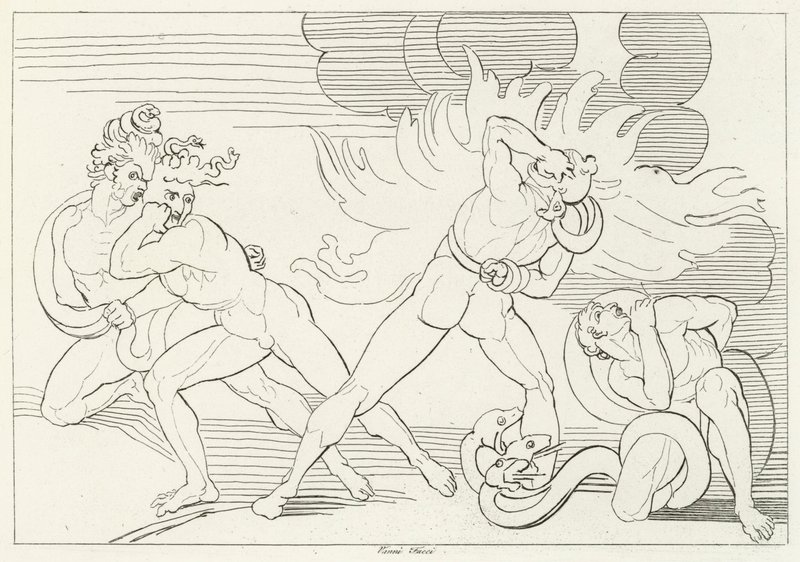 Les Serpents enflammés, Enfer, Chant 24 (gravure) - John (after) Flaxman