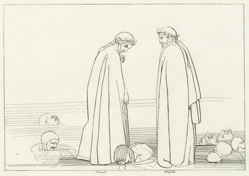 Le Lac Gelé, Enfer, Chant 32 (gravure) - John (after) Flaxman
