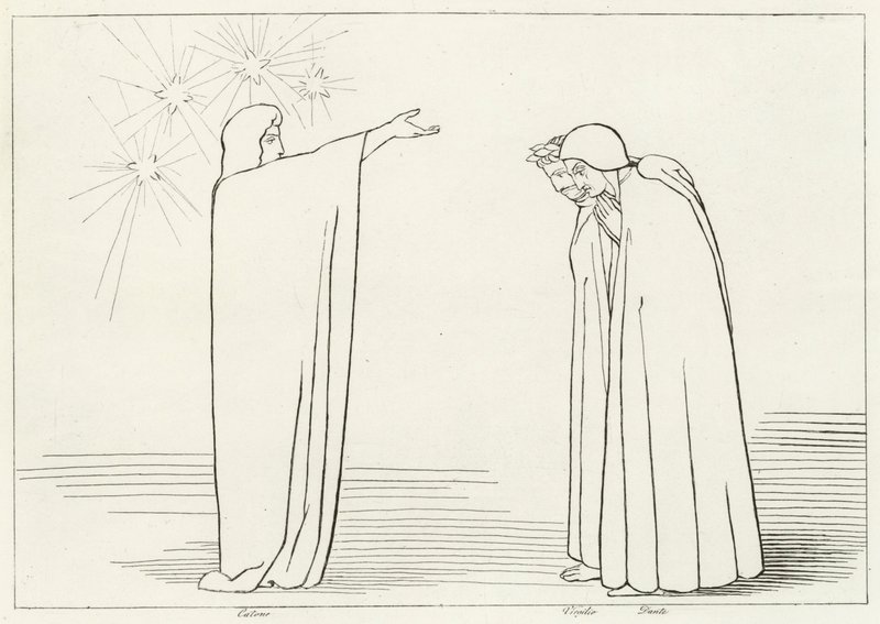 La Montagne de la Probation, Purgatoire, Chant 1 (gravure) - John (after) Flaxman