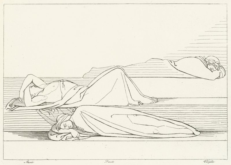 Les poètes se reposant, Purgatoire, Chant 27 (gravure) - John (after) Flaxman