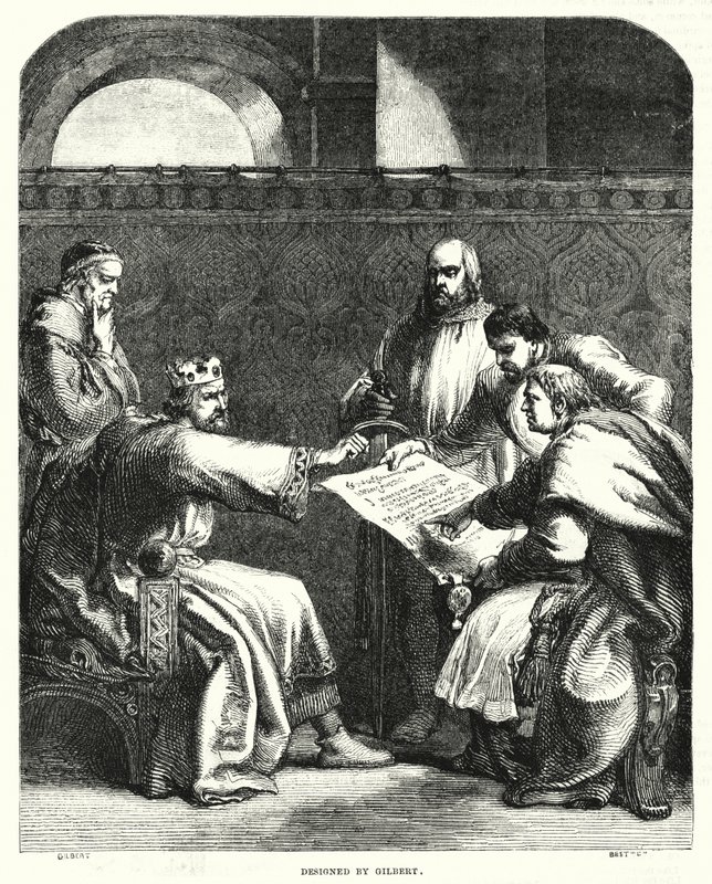 Le roi Jean refusant de signer la Magna Carta à Oxford, en 1215 - John (after) Gilbert