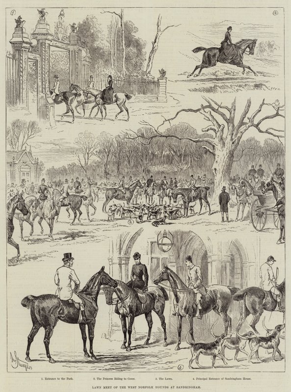 Rassemblement sur la pelouse des chiens de chasse de West Norfolk à Sandringham - John Bagnold Burgess